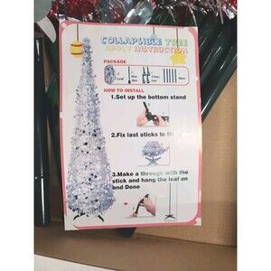 NWT (SET OF 2)  5 Foot Tinsel Christmas Tree Red/ Silver Battery Lighting& Star